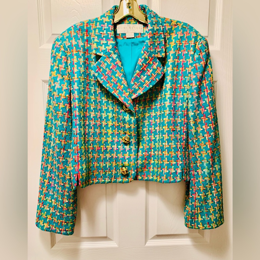 Doncaster Vintage Waist Cropped Silk Jacket/Blazer, Size 16